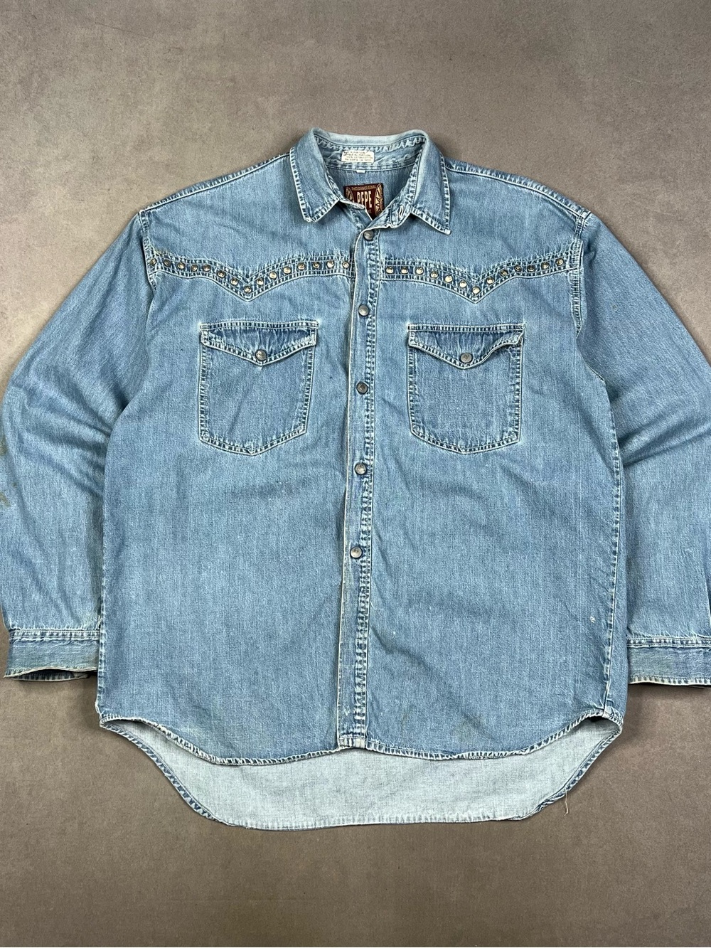 Pepe Jeans Light Blue Denim Western Button-Down Shirt Cowboy